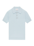 CASABLANCA Pointelle Monogram Short Sleeve Polo Shirt Blue - MAISONDEFASHION.COM