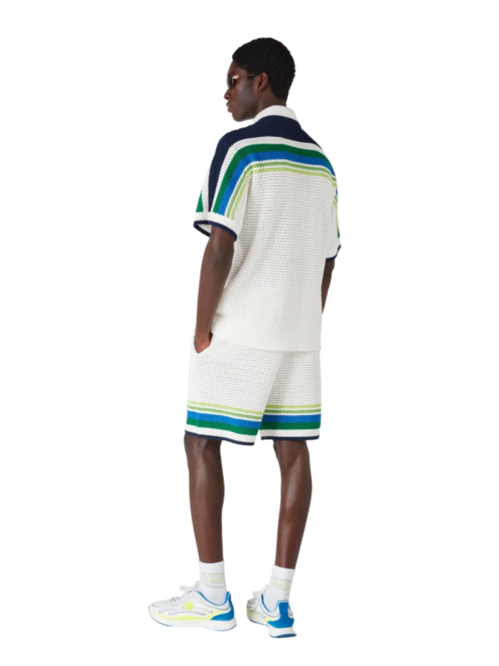 CASABLANCA Stripe Short Sleeve Knitted Shirt White - MAISONDEFASHION.COM