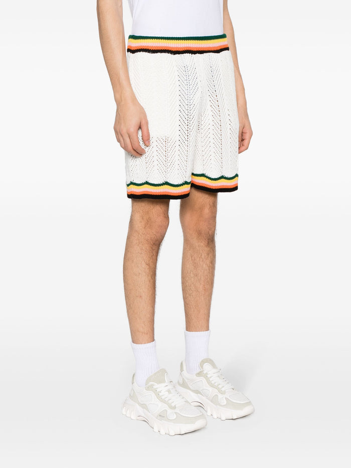 CASABLANCA Striped Edge Chevron Lace Shorts White/Multi - MAISONDEFASHION.COM