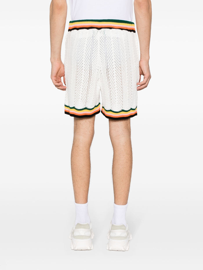 CASABLANCA Striped Edge Chevron Lace Shorts White/Multi - MAISONDEFASHION.COM