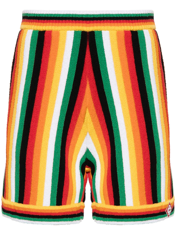 CASABLANCA MEN Striped Towelling Cotton Blend Shorts Multi - MAISONDEFASHION.COM
