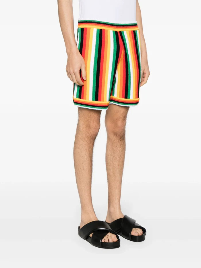 CASABLANCA MEN Striped Towelling Cotton Blend Shorts Multi - MAISONDEFASHION.COM