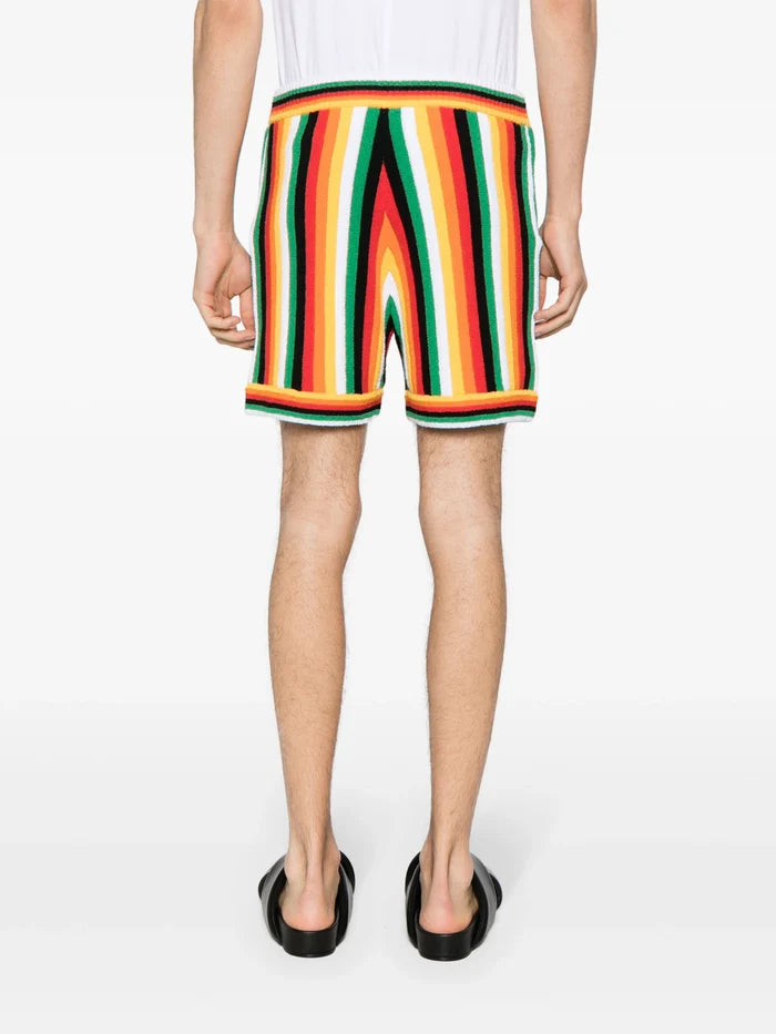 CASABLANCA MEN Striped Towelling Cotton Blend Shorts Multi - MAISONDEFASHION.COM