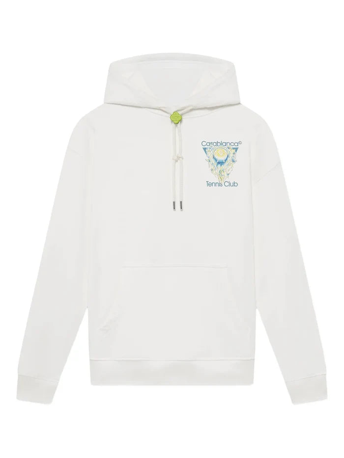 CASABLANCA Tennis Club Icon Hooded Sweatshirt White - MAISONDEFASHION.COM