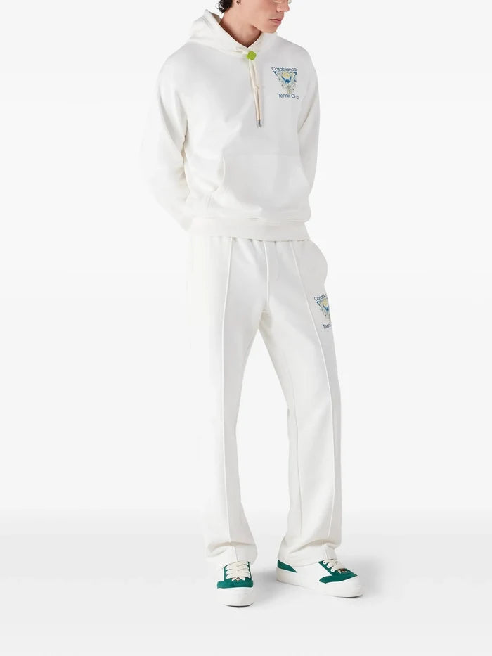 CASABLANCA Tennis Club Icon Hooded Sweatshirt White - MAISONDEFASHION.COM