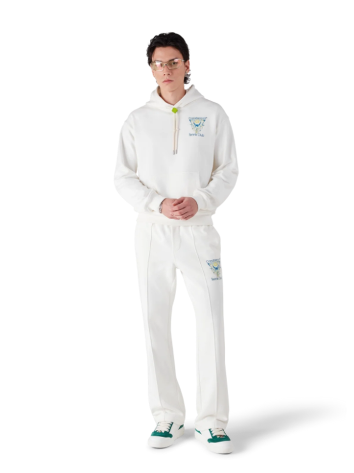 CASABLANCA Tennis Club Icon Pintuck Joggers White - MAISONDEFASHION.COM