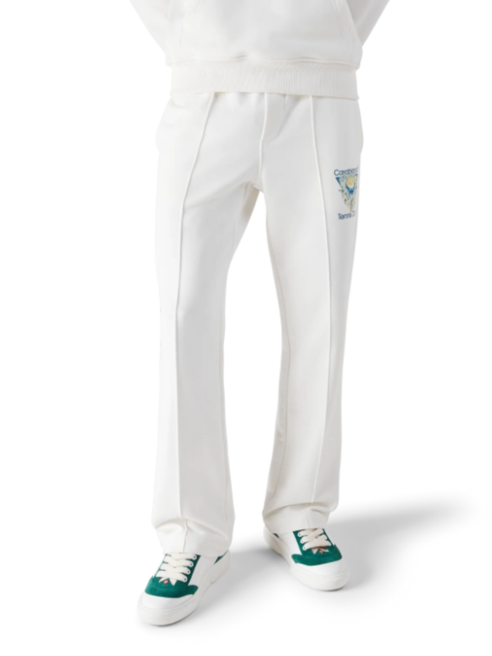 CASABLANCA Tennis Club Icon Pintuck Joggers White - MAISONDEFASHION.COM