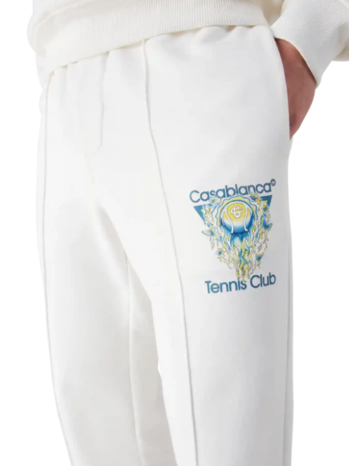 CASABLANCA Tennis Club Icon Pintuck Joggers White - MAISONDEFASHION.COM