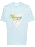 CASABLANCA MEN Tennis Club Icon Screen Printed T-Shirt Pale Blue - MAISONDEFASHION.COM