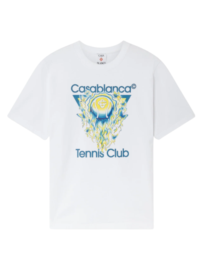 CASABLANCA Tennis Club Icon Short Sleeve T‑shirt White - MAISONDEFASHION.COM
