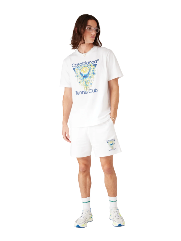CASABLANCA Tennis Club Icon Short Sleeve T‑shirt White - MAISONDEFASHION.COM