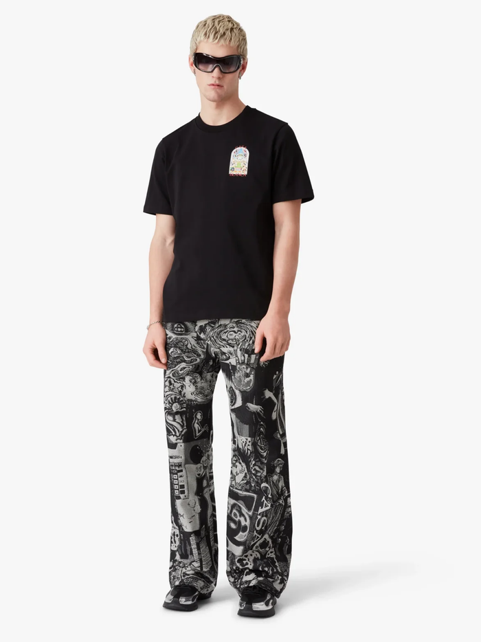 CASABLANCA Tennis Landscape Short Sleeve T‑Shirt Black - MAISONDEFASHION.COM