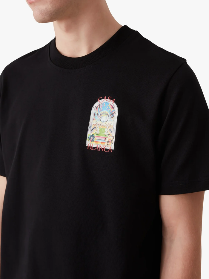 CASABLANCA Tennis Landscape Short Sleeve T‑Shirt Black - MAISONDEFASHION.COM