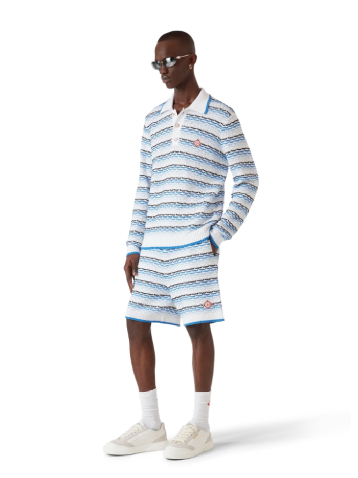 CASABLANCA Tuck Stitch Shorts Blue - MAISONDEFASHION.COM