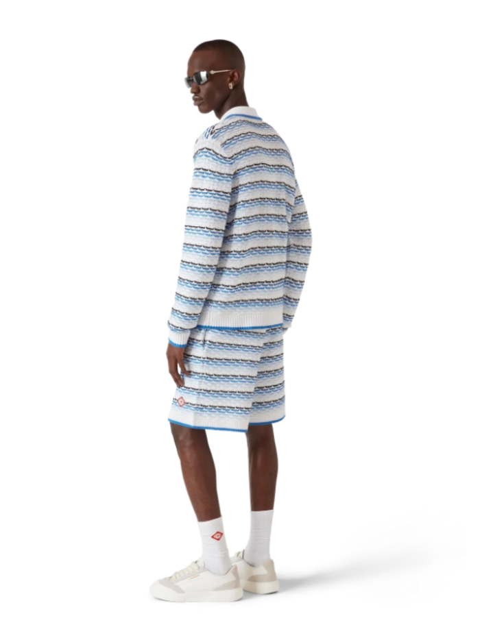 CASABLANCA Tuck Stitch Shorts Blue - MAISONDEFASHION.COM