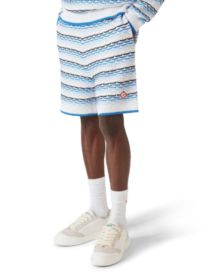 CASABLANCA Tuck Stitch Shorts Blue - MAISONDEFASHION.COM