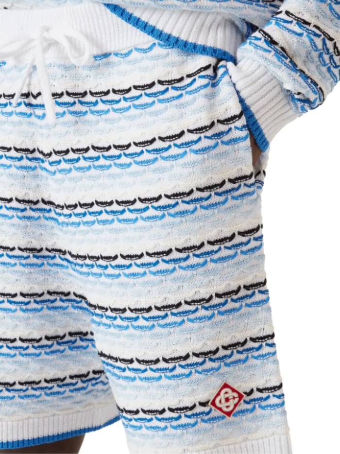CASABLANCA Tuck Stitch Shorts Blue - MAISONDEFASHION.COM