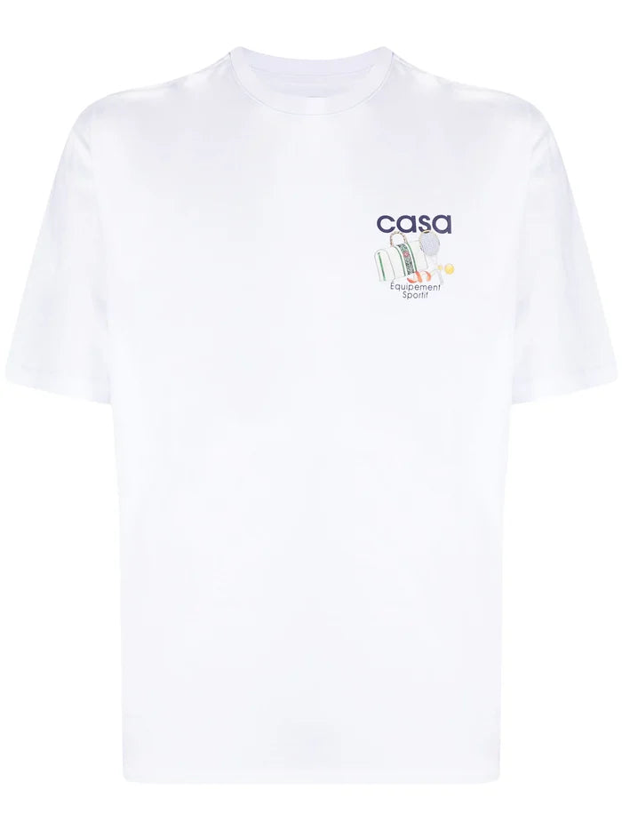 CASABLANCA UNISEX Equipement Sportif Printed T-Shirt White - MAISONDEFASHION.COM