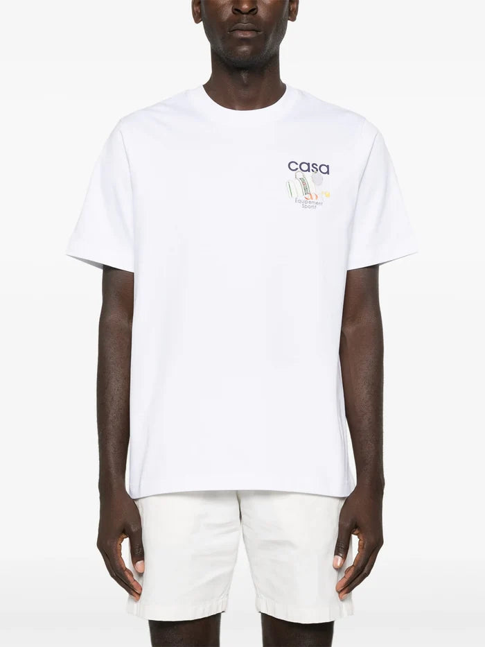 CASABLANCA UNISEX Equipement Sportif Printed T-Shirt White - MAISONDEFASHION.COM