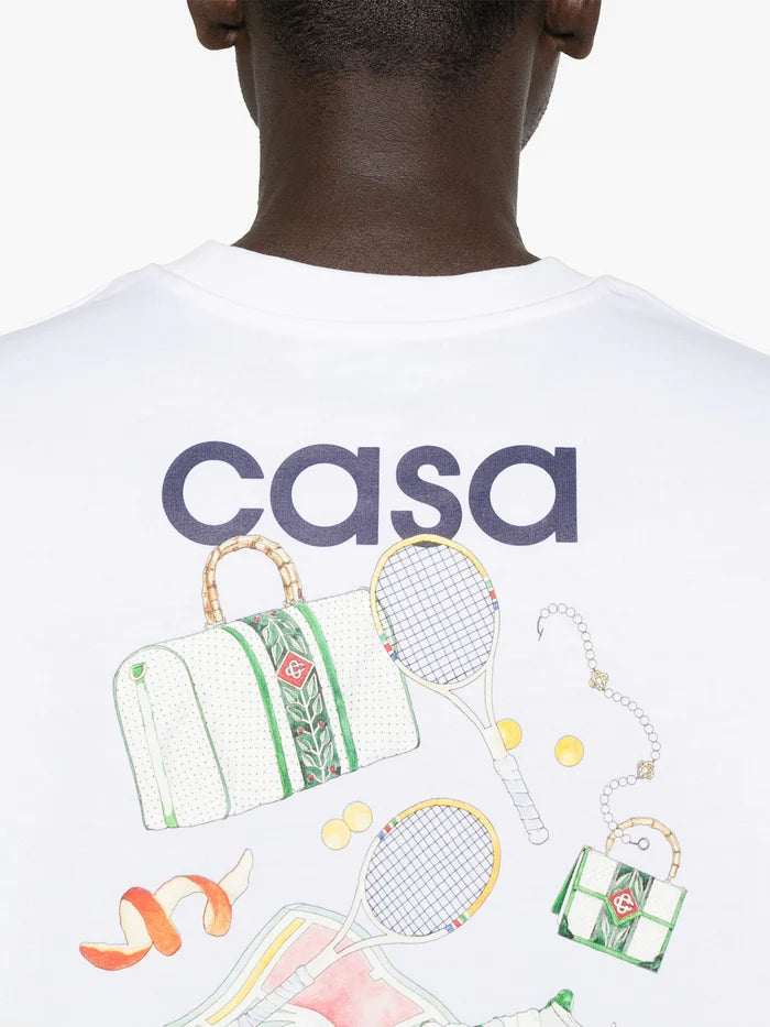 CASABLANCA UNISEX Equipement Sportif Printed T-Shirt White - MAISONDEFASHION.COM