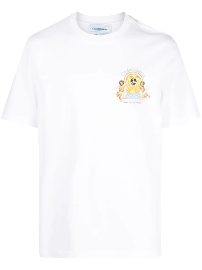 CASABLANCA Unisex Studio De Musique Printed T-Shirt White - MAISONDEFASHION.COM