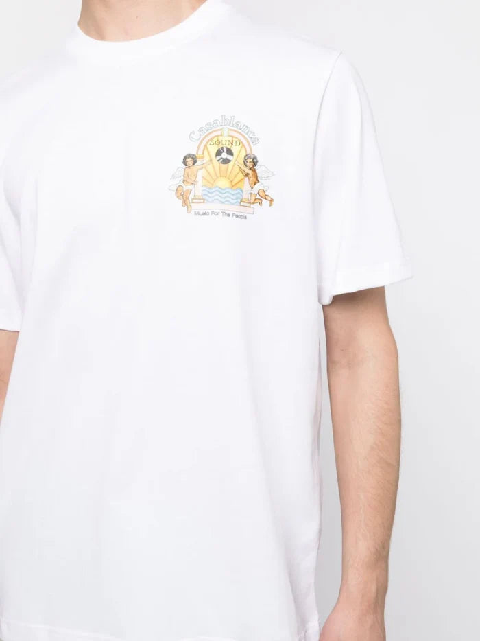 CASABLANCA Unisex Studio De Musique Printed T-Shirt White - MAISONDEFASHION.COM