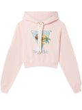 CASABLANCA WOMEN Afro Cubism Tennis Club Printed Cropped Hoodie Pale Pink - MAISONDEFASHION.COM