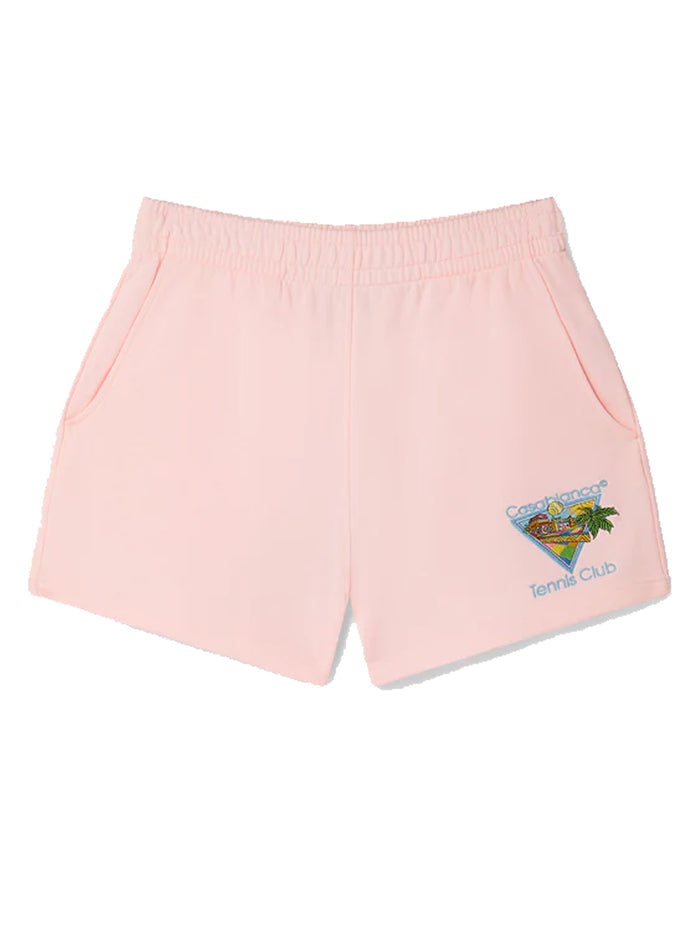 CASABLANCA WOMEN Afro Cubism Tennis Club Printed Shorts Pale Pink - MAISONDEFASHION.COM