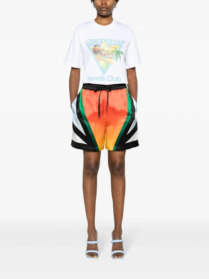 CASABLANCA WOMEN Afro Cubism Tennis Club Printed T-Shirt White - MAISONDEFASHION.COM