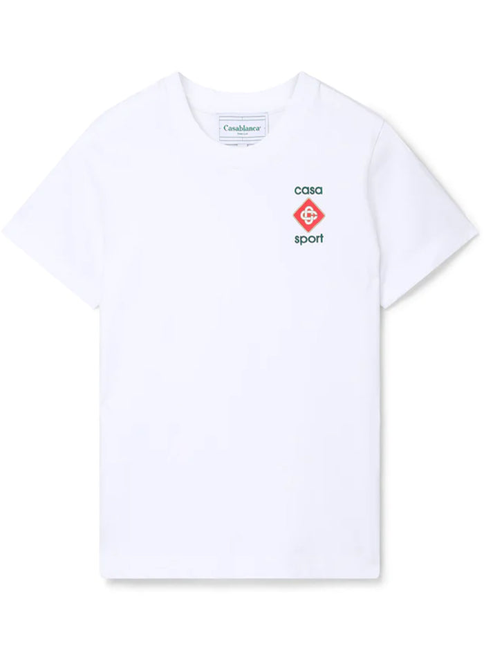 CASABLANCA WOMEN Casa Sport Icon Printed Fitted T-Shirt White - MAISONDEFASHION.COM