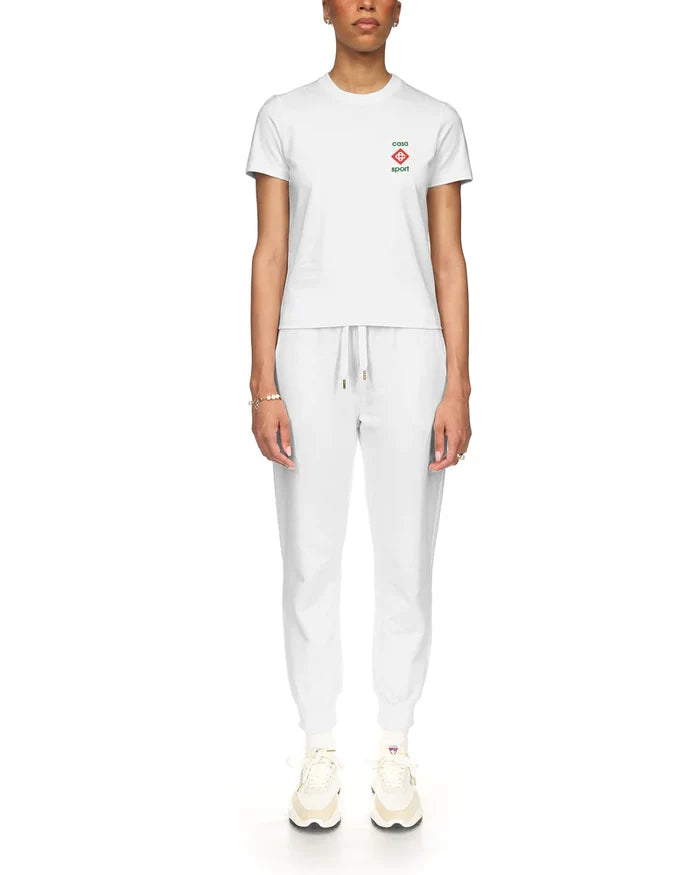 CASABLANCA WOMEN Casa Sport Icon Printed Fitted T-Shirt White - MAISONDEFASHION.COM