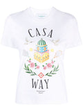 CASABLANCA WOMEN Casa Way Printed Fitted T-Shirt White - MAISONDEFASHION.COM