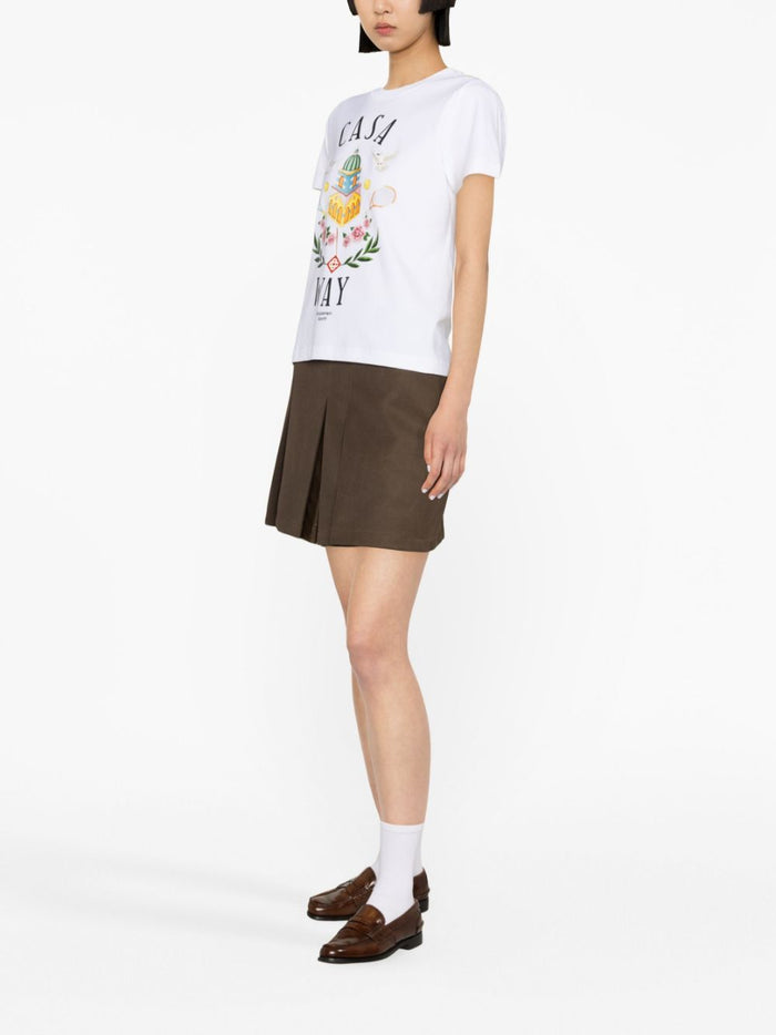 CASABLANCA WOMEN Casa Way Printed Fitted T-Shirt White - MAISONDEFASHION.COM