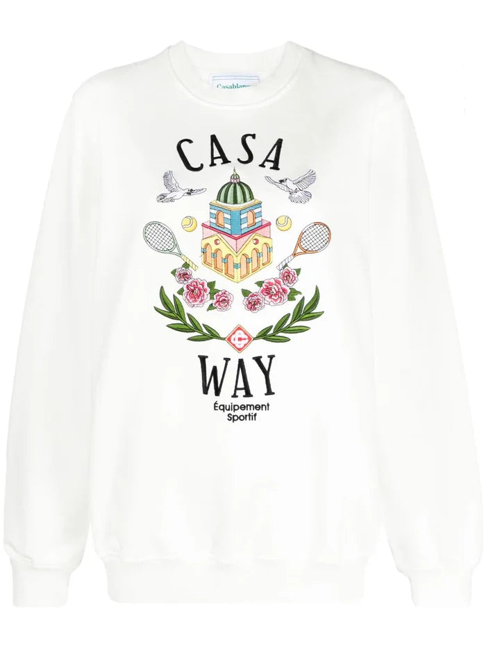 CASABLANCA WOMEN Casa Way Printed Sweatshirt White - MAISONDEFASHION.COM