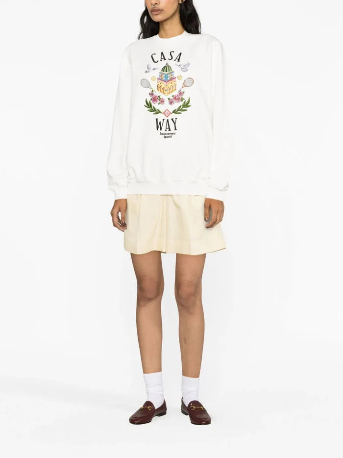 CASABLANCA WOMEN Casa Way Printed Sweatshirt White - MAISONDEFASHION.COM