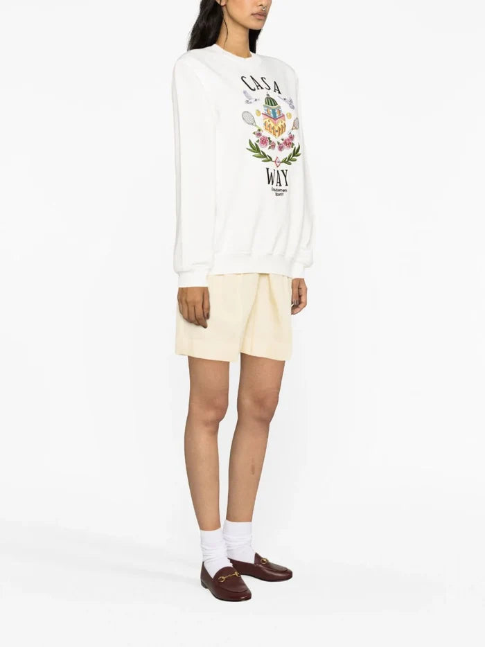 CASABLANCA WOMEN Casa Way Printed Sweatshirt White - MAISONDEFASHION.COM