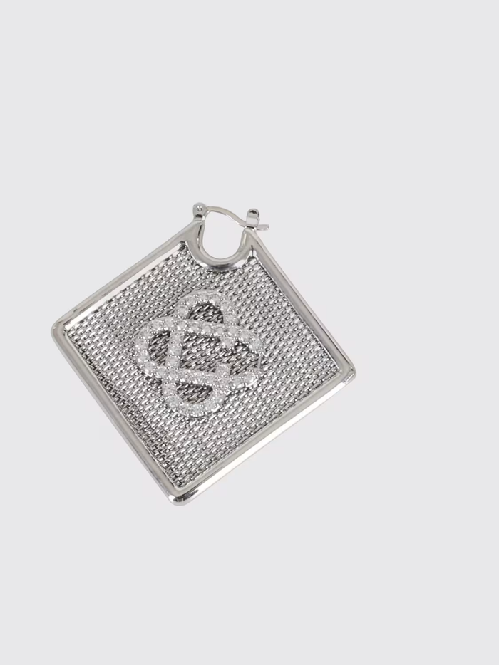 CASABLANCA WOMEN Diamond Logo Ear Hoops Silver - MAISONDEFASHION.COM