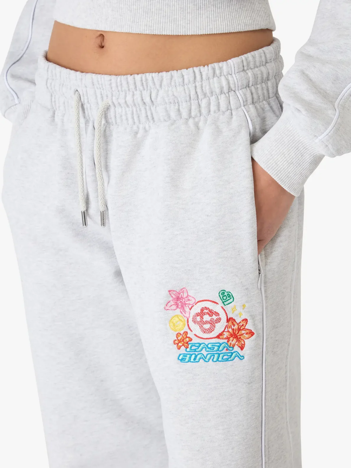 CASABLANCA WOMEN Embroidered Cropped Sweatpants Grey - MAISONDEFASHION.COM