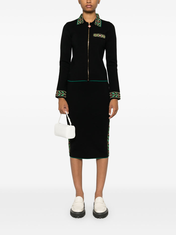 CASABLANCA WOMEN Embroidered Laurel Skirt Black - MAISONDEFASHION.COM