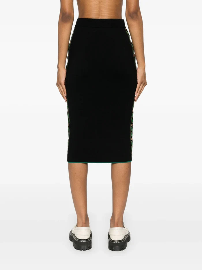 CASABLANCA WOMEN Embroidered Laurel Skirt Black - MAISONDEFASHION.COM