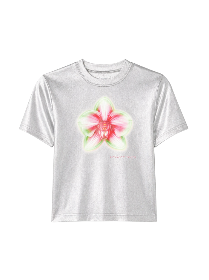 CASABLANCA WOMEN Glitch Orchid Ribbed Top Silver - MAISONDEFASHION.COM