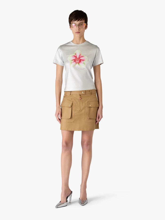 CASABLANCA WOMEN Glitch Orchid Ribbed Top Silver - MAISONDEFASHION.COM