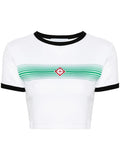 CASABLANCA WOMEN Gradient Stripe Cropped T-Shirt White - MAISONDEFASHION.COM