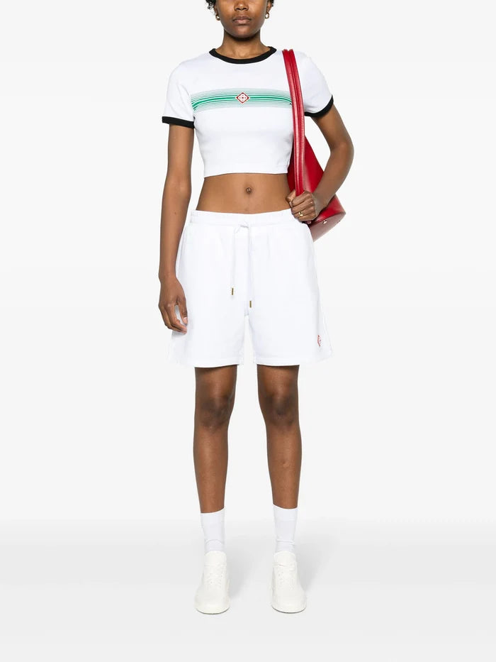 CASABLANCA WOMEN Gradient Stripe Cropped T-Shirt White - MAISONDEFASHION.COM