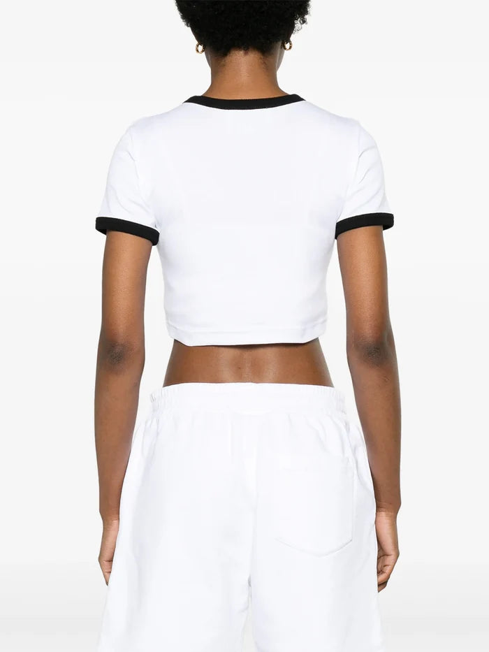 CASABLANCA WOMEN Gradient Stripe Cropped T-Shirt White - MAISONDEFASHION.COM