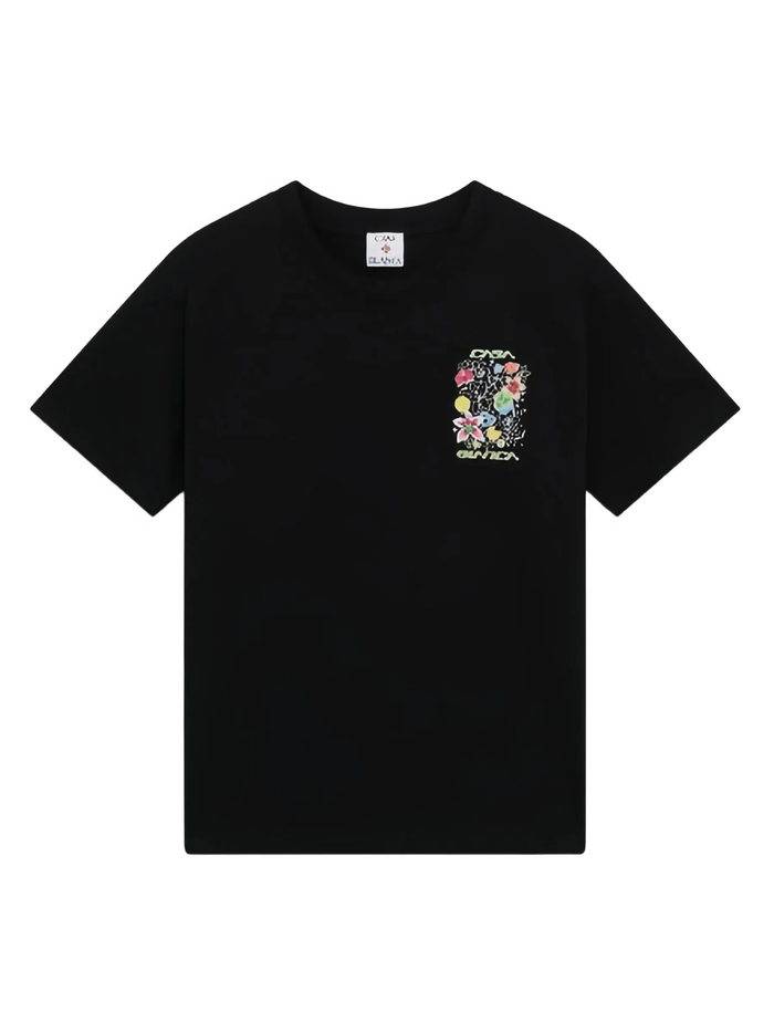 CASABLANCA WOMEN Graffiti Short Sleeve T‑Shirt Black - MAISONDEFASHION.COM