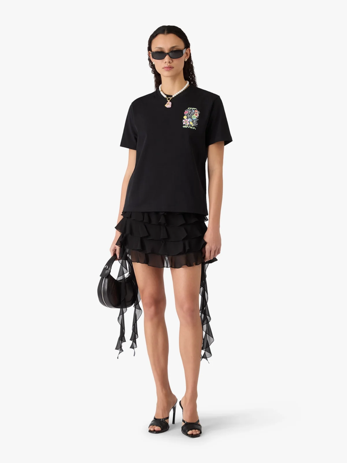 CASABLANCA WOMEN Graffiti Short Sleeve T‑Shirt Black - MAISONDEFASHION.COM