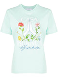 CASABLANCA WOMEN Gratitude Printed Organic Cotton T-Shirt Mint - MAISONDEFASHION.COM