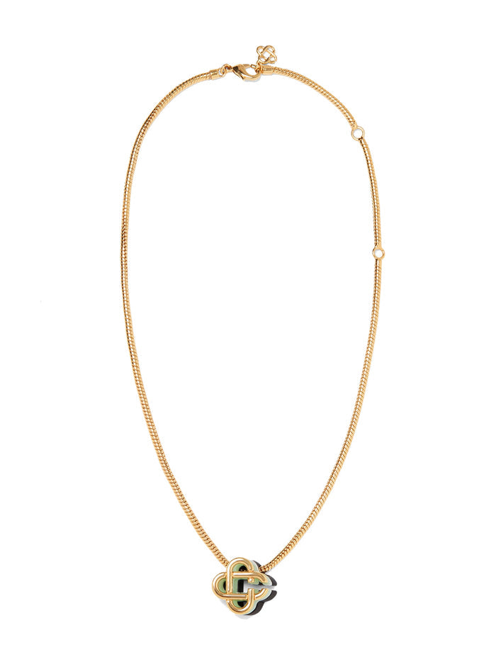 CASABLANCA WOMEN Hiking Stacked Necklace Gold/Black/Mint - MAISONDEFASHION.COM