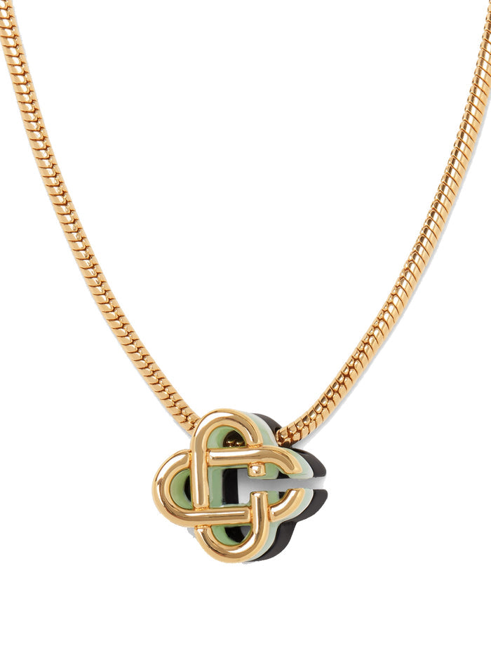 CASABLANCA WOMEN Hiking Stacked Necklace Gold/Black/Mint - MAISONDEFASHION.COM